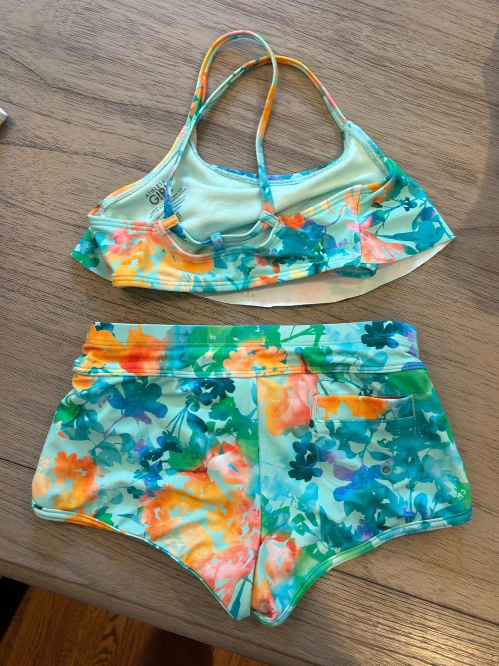 Athleta Girl Floral Bikini Bottoms in Aqua, Teal & Orange